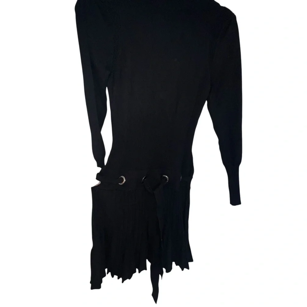 VENUS Black Turtleneck Dress with Stylish Belt - Picture 7 of 8